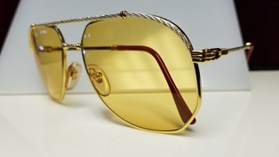 porta romana model 232, gold with sliver trim, yellow lense